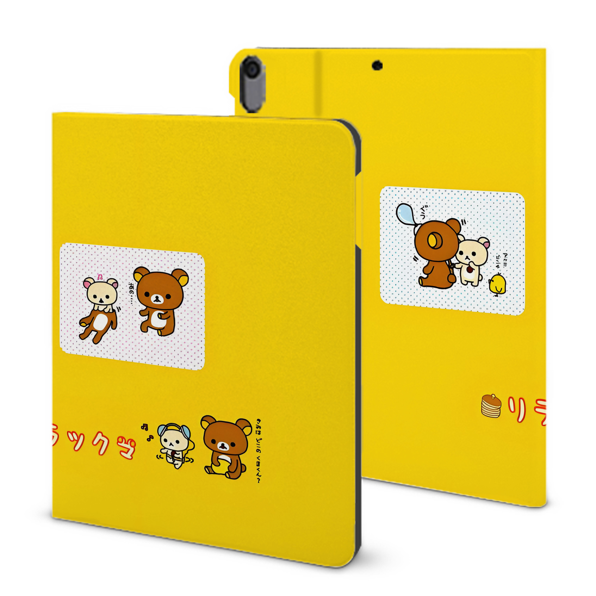 （画像用） リラックマ リラックマ キイロイトリ Rilakkuma Korilakkuma Kiiroitori IPad ケース ブック型 PUレザー TPU 耐衝撃 軽量 薄型 ペン収納なし 全面保護 IPad 各モデル対応